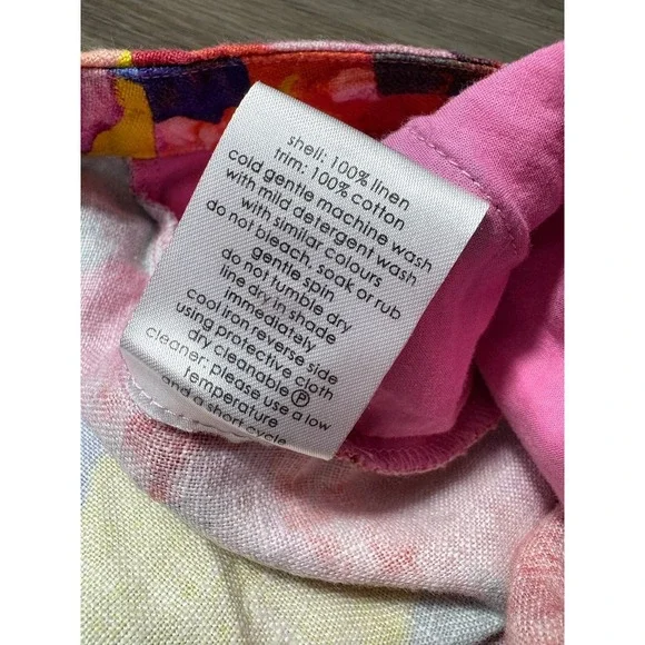 Gorman Bright Colorful 100% Linen Pants Wide Leg Crop Women's 12 - Picture 6 of 14